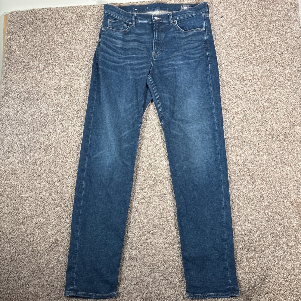 Faherty Stretch Terry 5-Pocket Indigo Blue Jeans Mens 34x33 Sustainable Denim